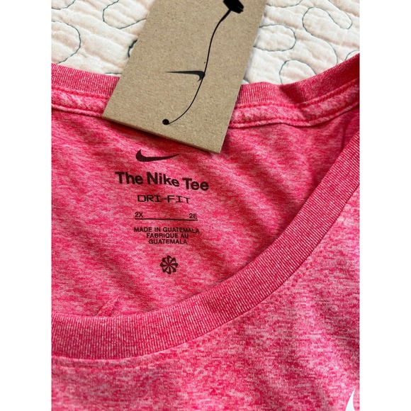 Nike Women's Pink Heather Short Sleeve Dri Fit Swoosh Logo T-Shirt Size 2XL - Picture 4 of 4